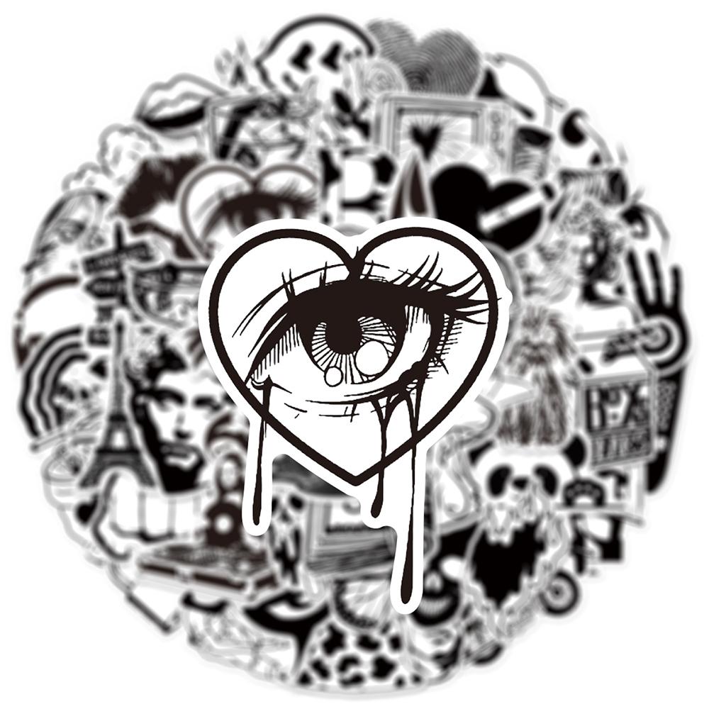 10/30/50pcs Black White INS Style Art Pattern Stickers Creative Graffiti Decals Scrapbook Phone Notebook Bike Cool Sticker Toys