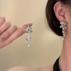 Flower pearl fringed earrings retro high-end earrings personalized exaggerated design earrings