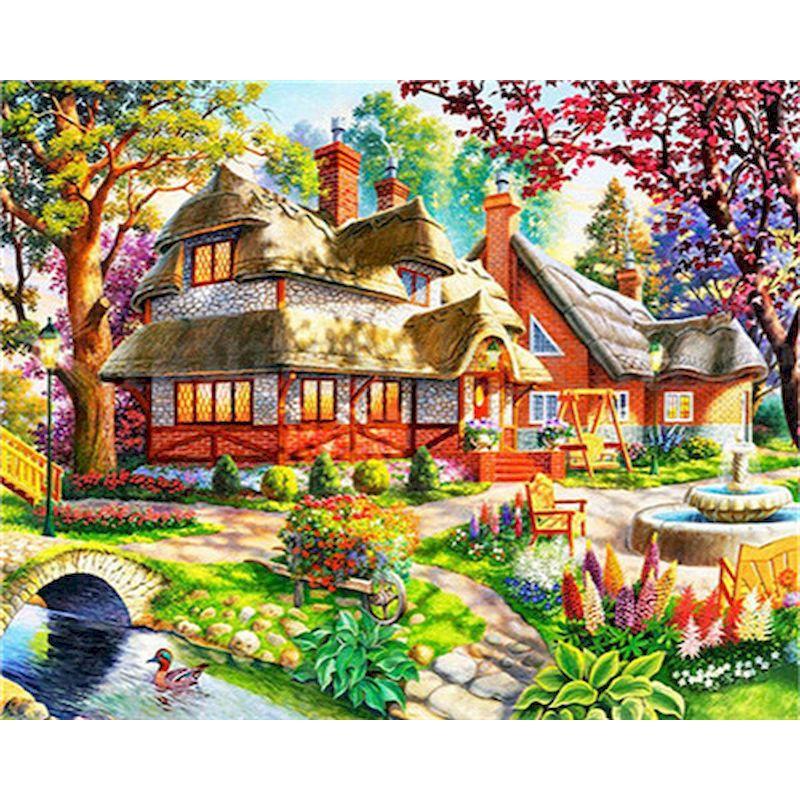 

GATYZTORY Oil Painting By Numbers For Adults Countryside House For Adults Number Painting Diy Gift Home Decors Pictures Coloring 30x20cm no frame
