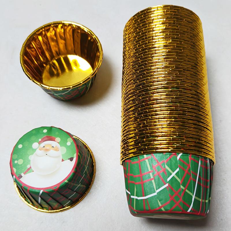 50PCS Christmas Safety Holidays Cakes Paper Trays Parties Paper Cups Packaging Desserts Baking Environmental Protection
