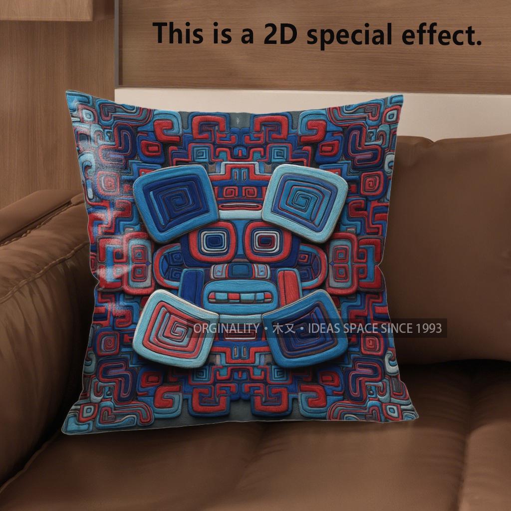 2D Bohemian Aztec Geometric Throw Pillow Covers Pattern Cushion Cover Suitable For Sofa Bedroom Car Pillow Cover