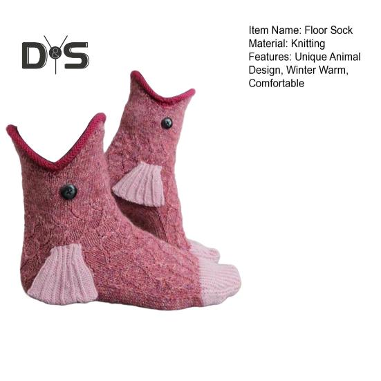 Crocodile Socks Novelty Shark/Croc Biting Leg Floor Socks Winter Home Warm Knitted Animal Socks for Men And Women