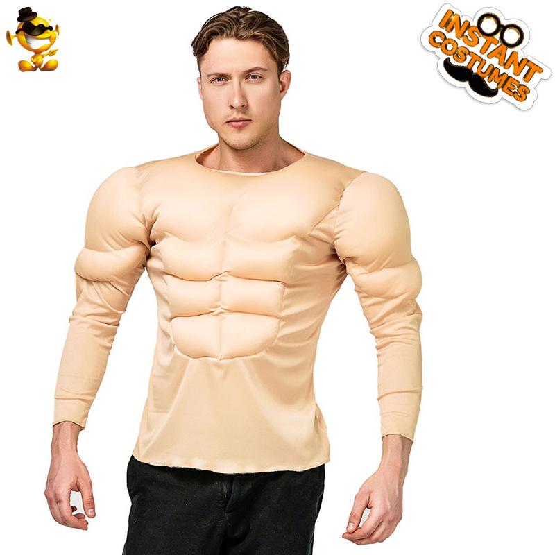 

Adult muscle men s shirts, Halloween cosplay fake abs T-shirts, party costumes One size fits all