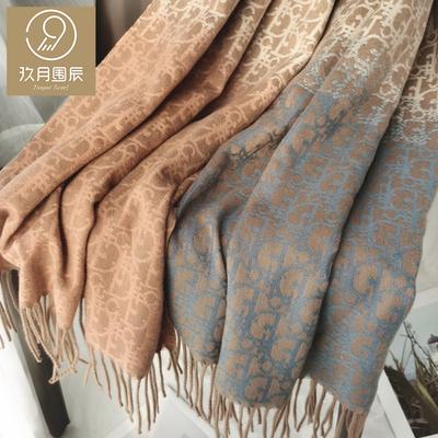 High-end Classic Presbyopia Imitation Cashmere Scarf Women's Winter Atmosphere Letter Color Matching Warm Shawl Tide