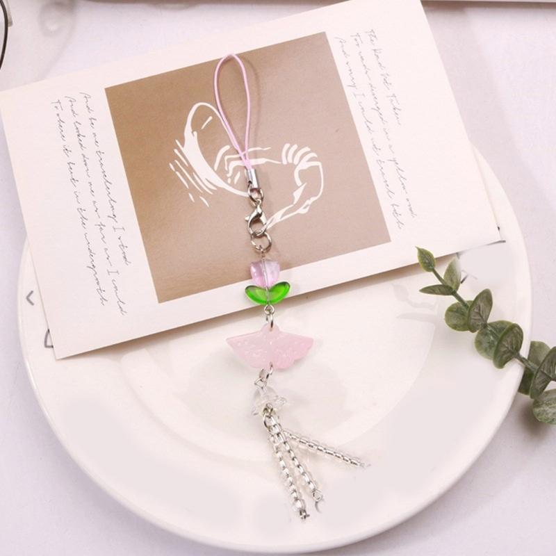Fashionable Decorative Bead Pendant Chain Portable Fan Pendant Phone Accessory Fringe Phone Chain Hangings Decorations