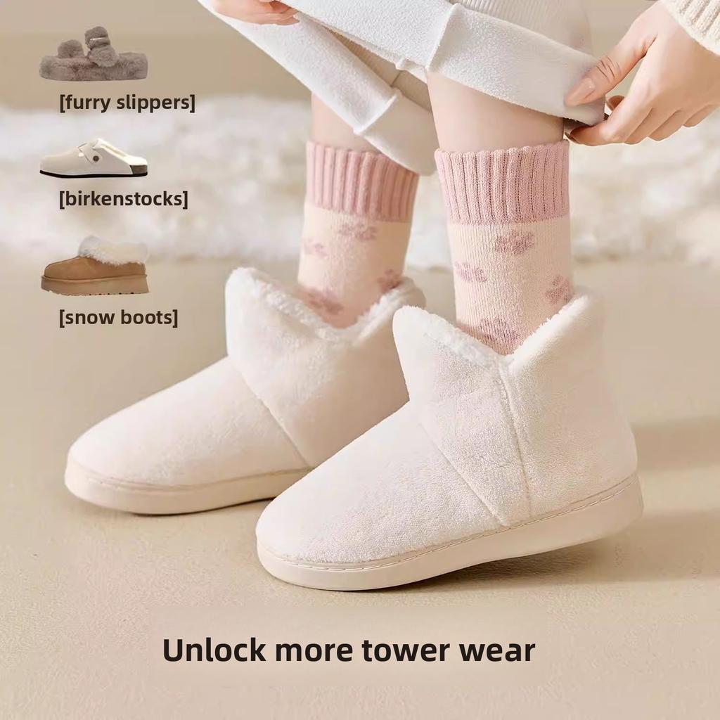 Female Autumn and Winter Plush and Thick Warm Deodorizing Sleep Wool In The Tube Socks