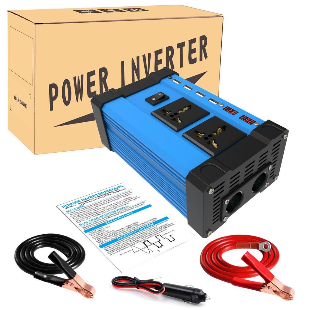 Smart LED Display Car Inverter 12V to 220V/110V with Dual USB