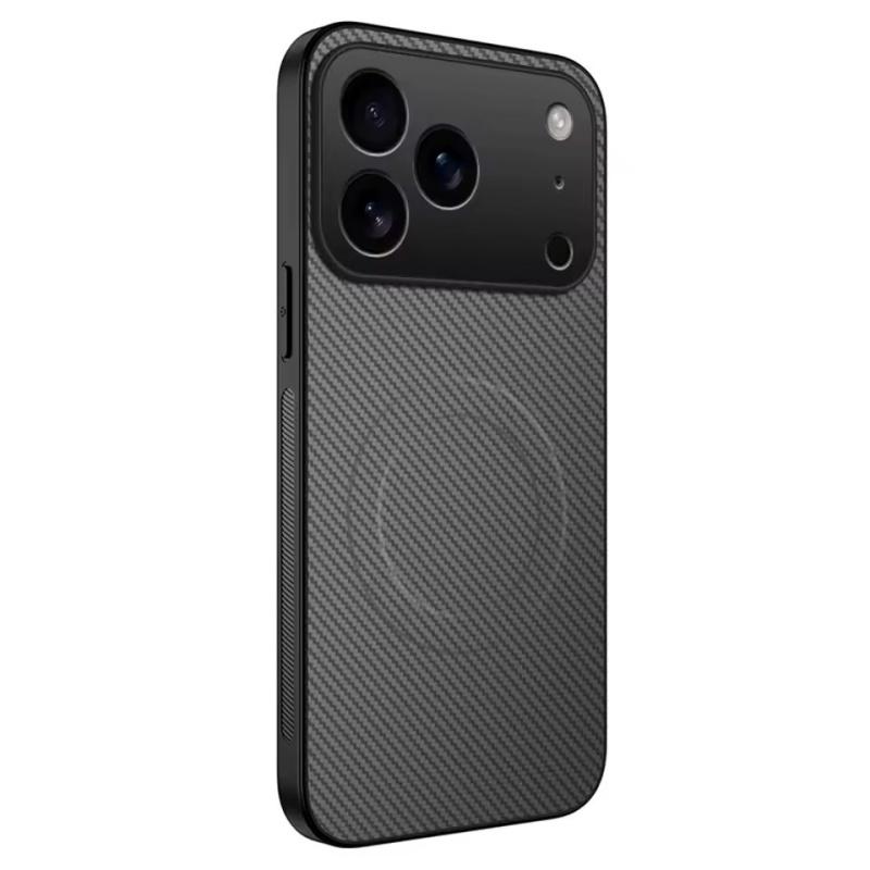 Ultradünne magnetische Lederhülle aus Kohlefaser für iPhone 17 Air 16E 16 15 14 13 Pro Max für Magsafe Stoßfeste Militärhülle