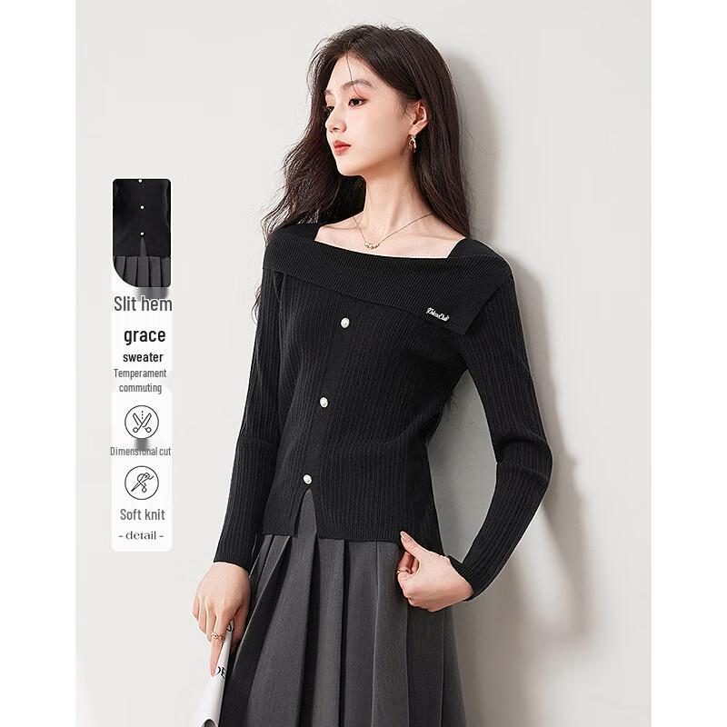 

Petite Women s Square Neck Knit Sweater One Size