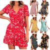 Women's Fashion Casual Short Sleeve Pocket Print Plus Size Dress
