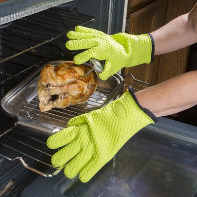 1/2Pc Silicone Glove With Lanyard Kitchen Grilling Gloves Oven Mitt Heat Resistant Non-slip Cooking BBQ Grill Glove Baking Glove
