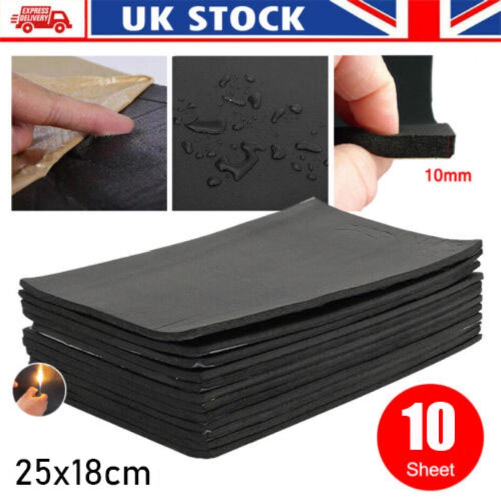 10Pcs Car Insulation Deadening Hood Foam 200*50cm 10mm Thickness Sound Mat Proofing Deadener Heat Noise Auto Accessories Heat Shields 2