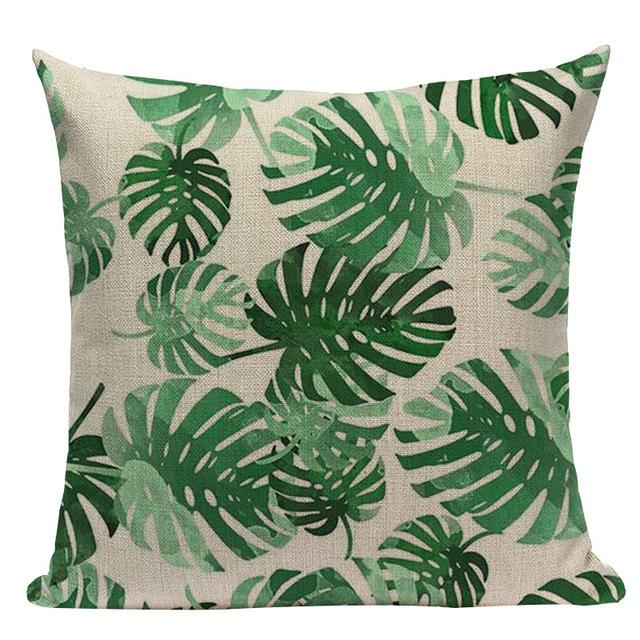 Tropical Plants Palm Tree Printed Decorative Throw Pillow Cushion Cover Case Green Leaf Leaves Cushion Case For Sofa Home