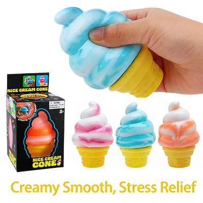 Sell Nice Cream Cone Colorful Ice Cream Shaped Sensory Stress Relieving Fidget Toy For Anxiety& Focus For Adults& Kid |With Logo