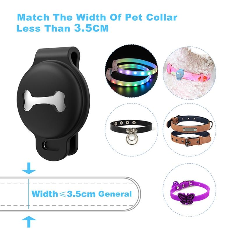 Airtag Dog Collar Holder Silicone Pet Collar Case for Airtags Anti-Lost Air Tag Cover Compatible with Dog Collars