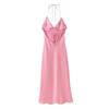Silk Satin V-neck Backless Spaghetti Strap A-line Dress for Women - New European American Style