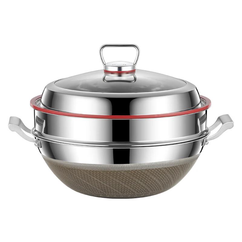 Manlupu 304 Stainless Steel Double-Handle Wok