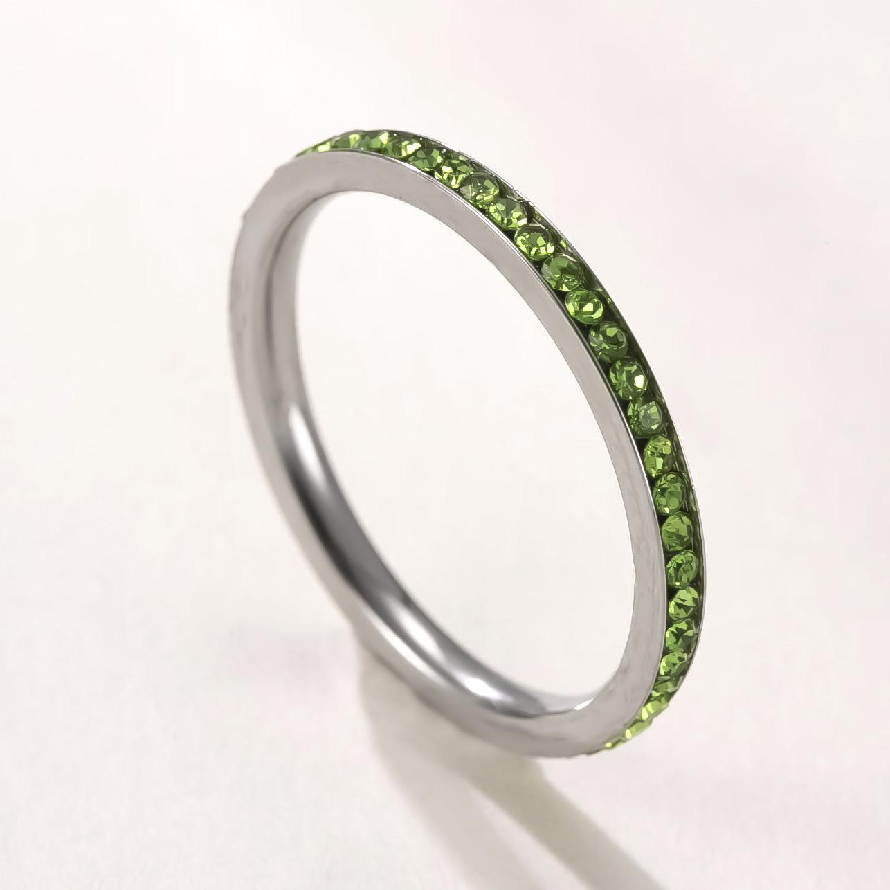 

Simple Trendy Colorful Rhinestones Stackable Rings for Men Women Couple Stainless Steel Lucky Birthstone Birthday Gifts Jewelry 9