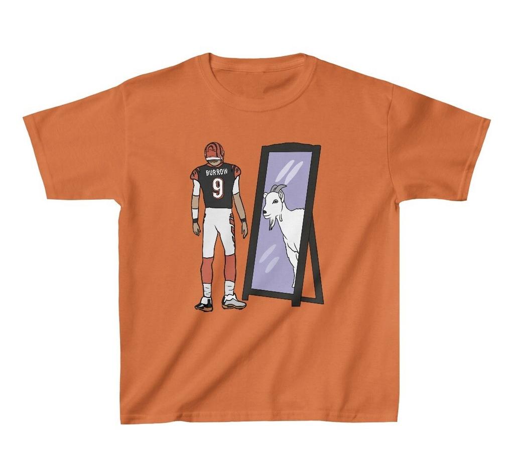 Youth T-shirt Joe Burrow Mirror GOAT Tee Kids Sizes