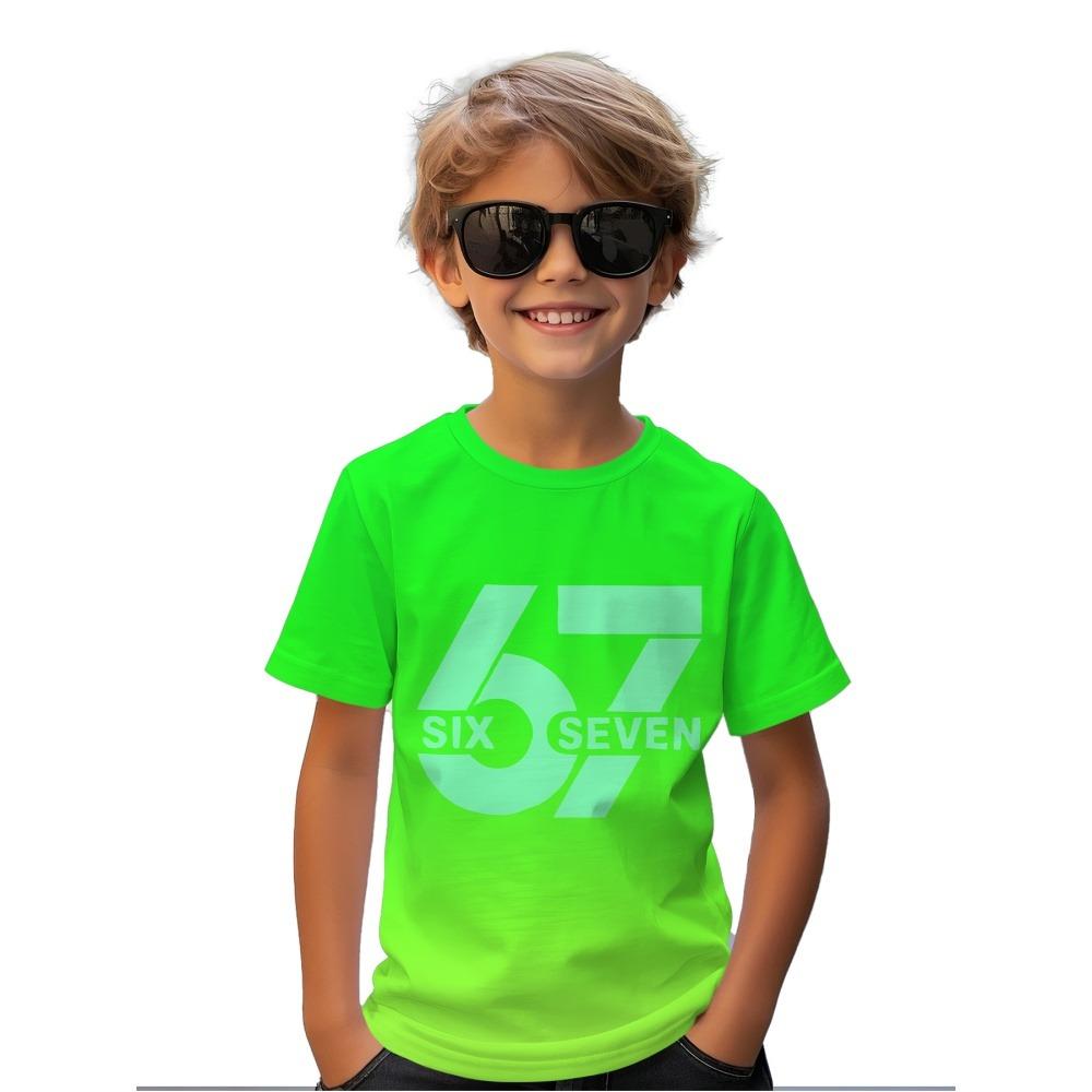 Fashion 67 Number Print Kids T-Shirt Gradient 3D Digital Short Sleeve Boys Tees Top Summer Casual Sports Everyday Girl Clothing