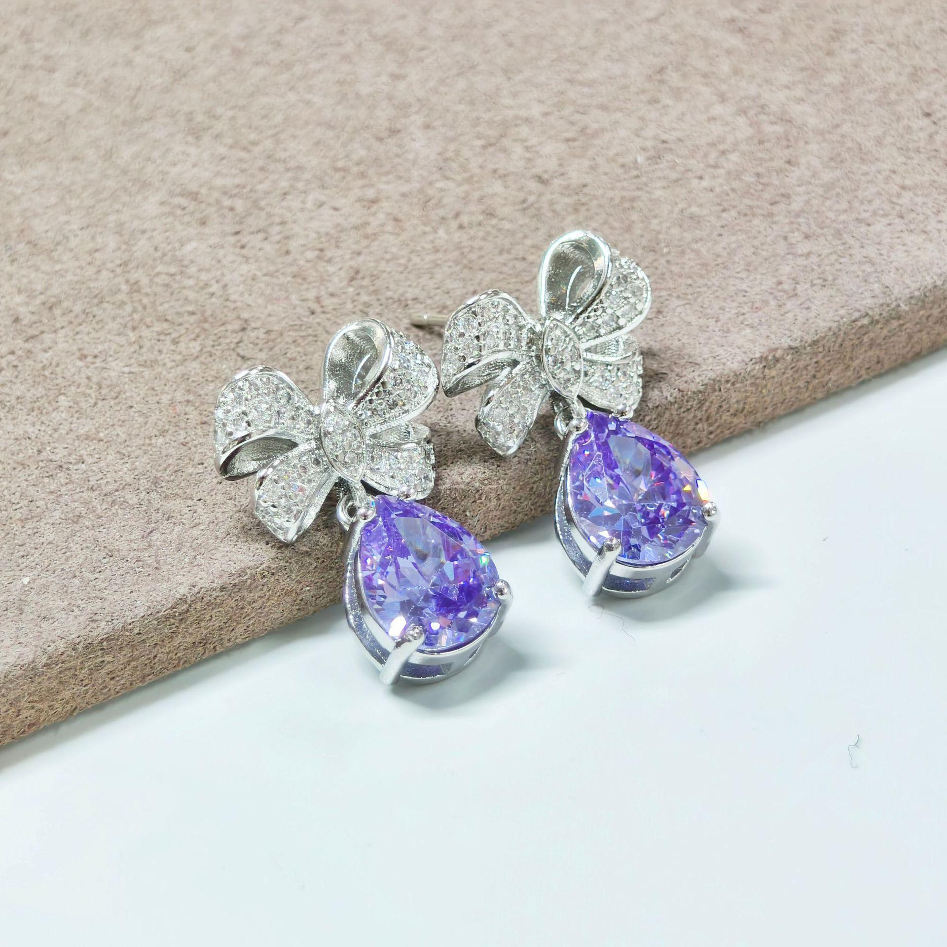 Gesi En Jewelry Water Drop Zirconia Earrings: Light Luxury French Sparkle with Butterfly Festival Design for Women
