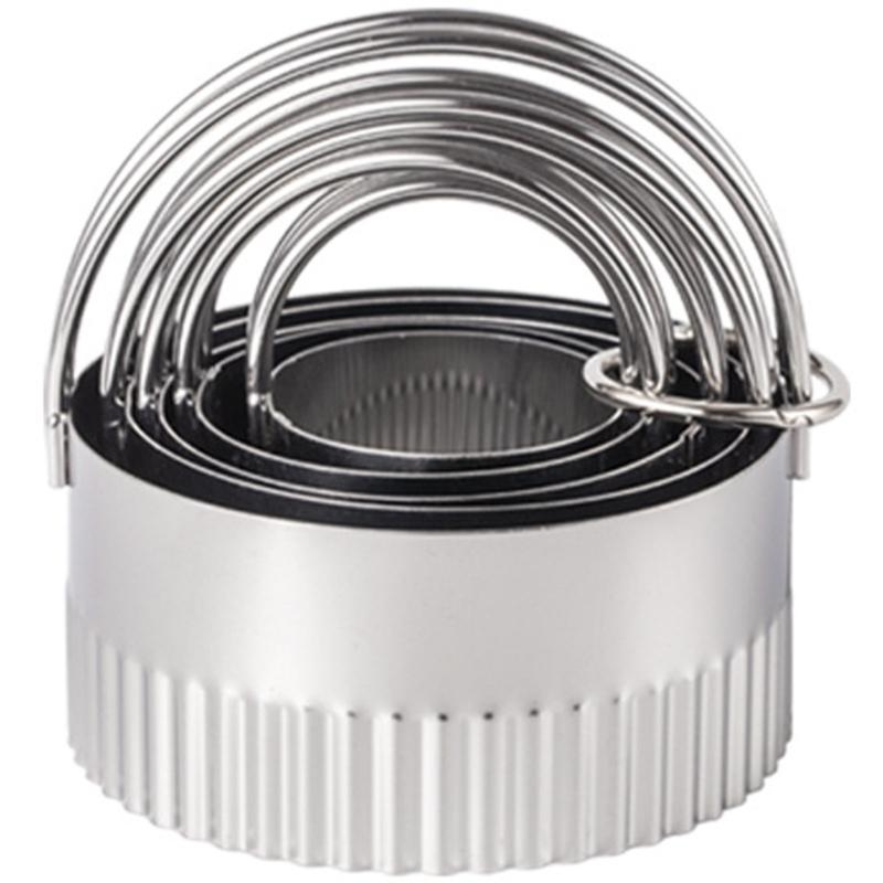 5Pcs Stainless Steel Baking Rings With Handle For Cookie Cake Biscuits Dough Cutting Dishwasher Safe Kitchen Tool