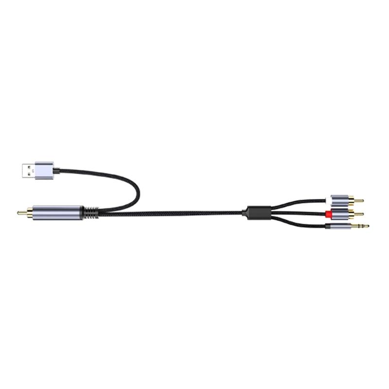 Coaxial To 3.5mm 2RCA Audios Adapters Cable USB Powered With Braide Shield For Home Theater And Professional Audios Systems