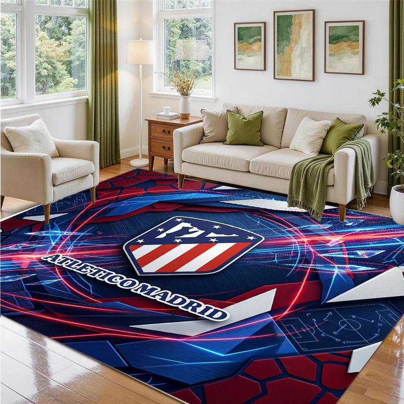 Covor din Catifea Cristal cu Design Atletico Madrid Covoraș Decorativ Moale pentru Dormitor Intrare