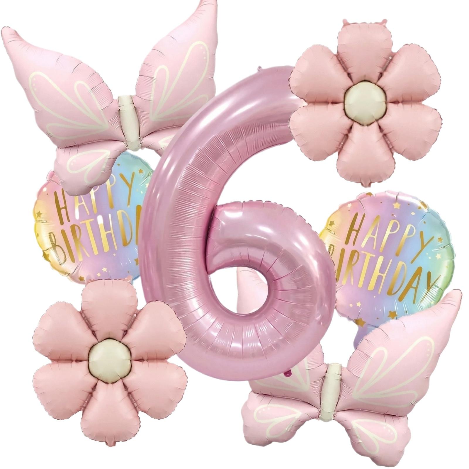 

Foil Balloon Set Number One Daisy Flower Butterfly Shape Birthday Party Decoration Photo Props for Baby Children First Year Celebration