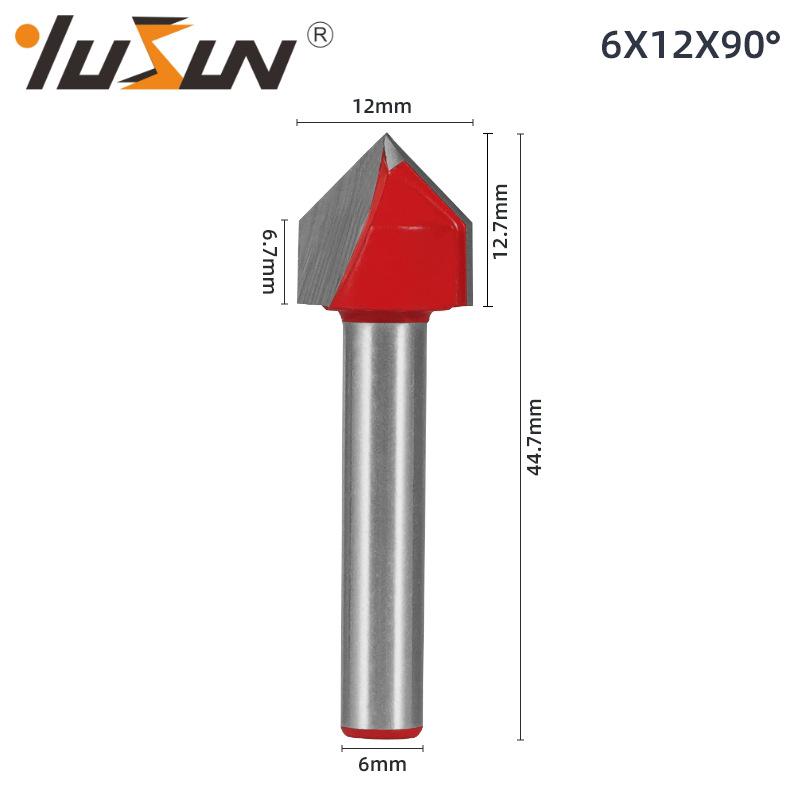 6mm V-Groove Bit Woodworking Cutter - 3D Engraving Knife, V-Shaped, 60/90 Degrees, 6 Patterns