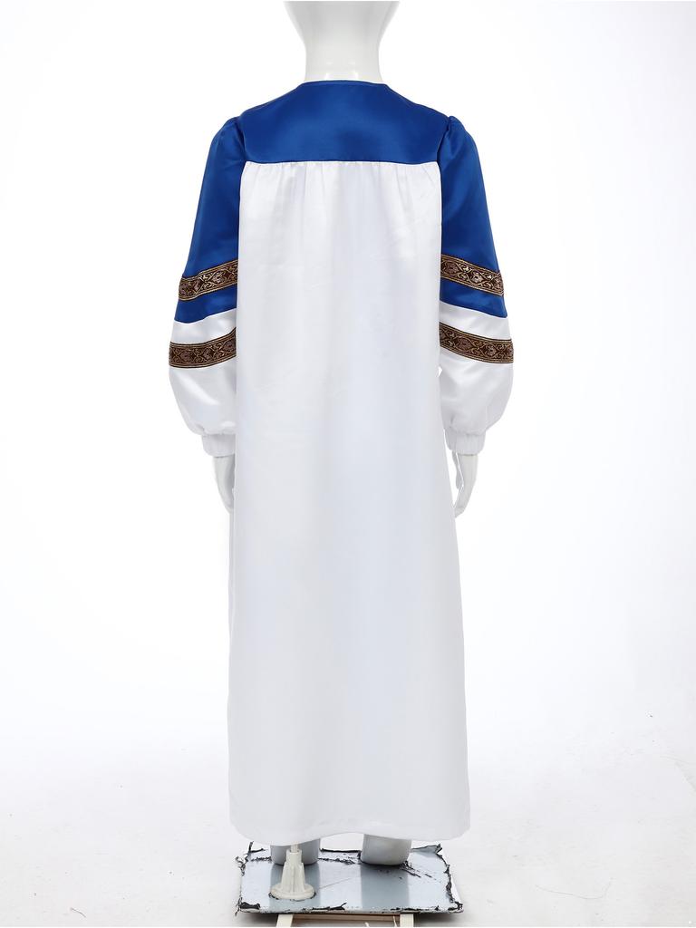 Kinderen Halloween Kostuum Priester Gewaad: Color Block Ritssluiting Badjas met Geborduurde Strepen voor Koor Themafeest