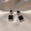 Elegant Black Rhinestone Square Stud Earrings: 2022 Korean Style Women's High-Class Dangles