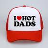 I Love Hot Dads Red Heart Graphic Baseball Cap Cotton Streetwear Pop Dad Hat Outdoors Unisex Mesh Fishing Caps