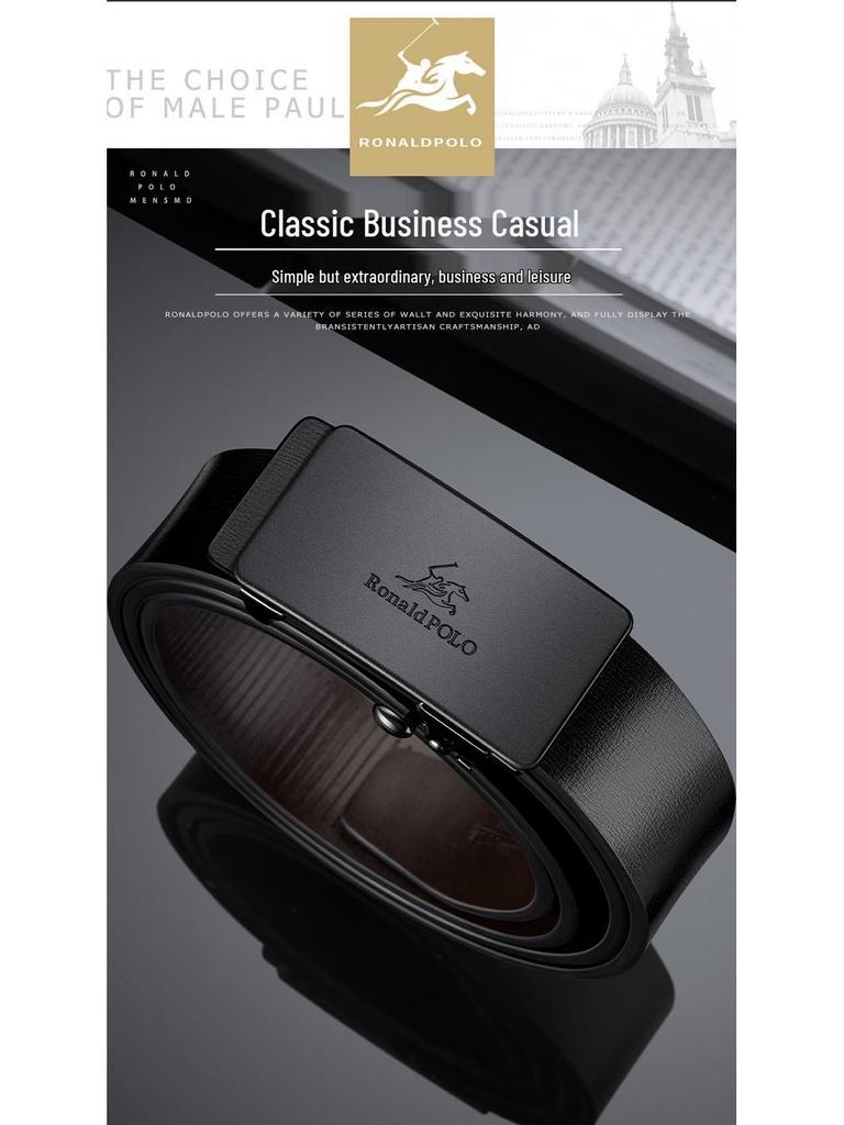 Paul Men's 2025 Genuine Leather Automatic Buckle Belt – Pure Cowhide, Stylish & Authentic for Business and Casual Wear.