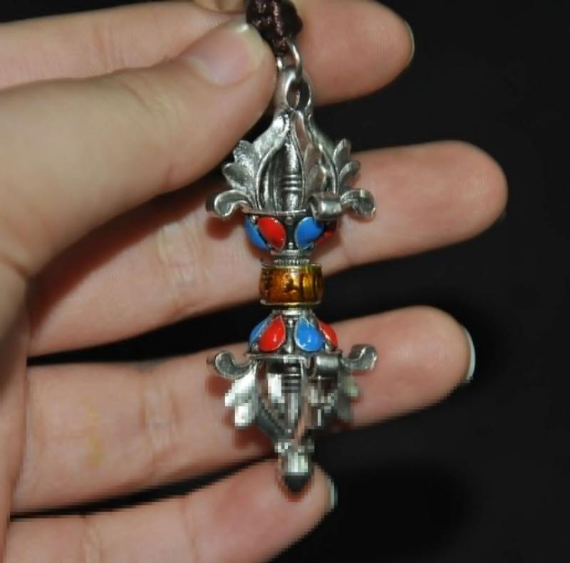 Tibet Buddhism Tibetan Silver Vajra Dorje Phurpa Exorcism Talisman Faqi Pendant