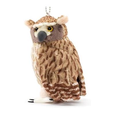 COLORATA Plüschmaskottchen, Echte Großuhu Vogel, mit Kette, Niedliche Wildvogel Schlüsselanhängerpuppe, Geschenk. Maße 9cm B x 14,5cm H x 9cm T. Kette