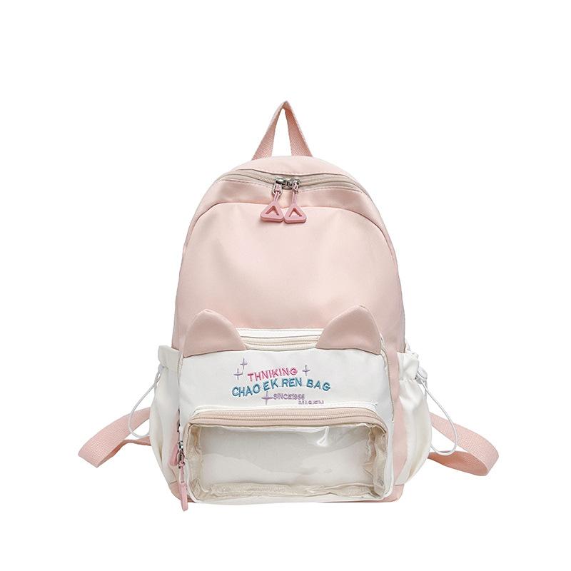 Schoolbag New Pain Bag Backpack Female Cute Large Capacity Middle and High School Students Transparent Schoolbag Girl Nylon Backpack