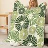 Postpartum Warm Fleece Blanket, Minimalist Green Plant Print, Non-Pilling, Soft Cozy All Season Throw for Bed Sofa Home