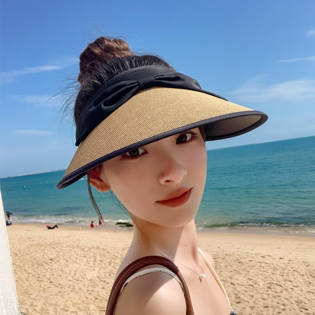 Sun UV Straw Wide Adjustable Size with Elastic Chin UV Sunburn Prevention [Qzkouma] Women's Visor, Protection, Hat, Cap, Brim, Cord, Strap,