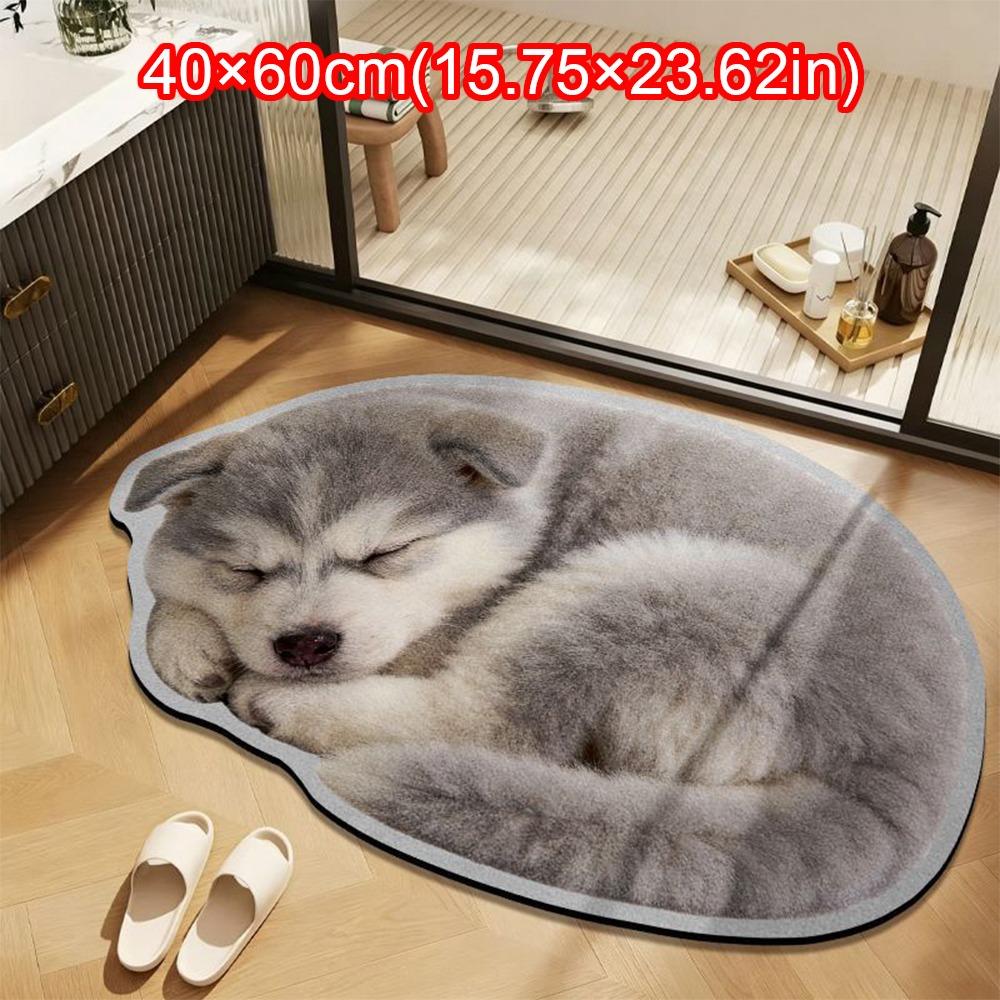 Pet Theme Rug Dog Shaped Rug Special-shaped Animal Floor Mat Cute Puppy Print Rug Bedroom Decor