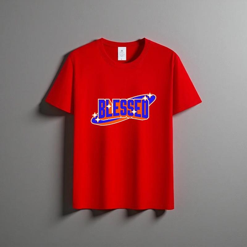 Summer new unisex versatile pure cotton T-shirt fashionable casual round neck top breathable loose fit print short sleeved shirt