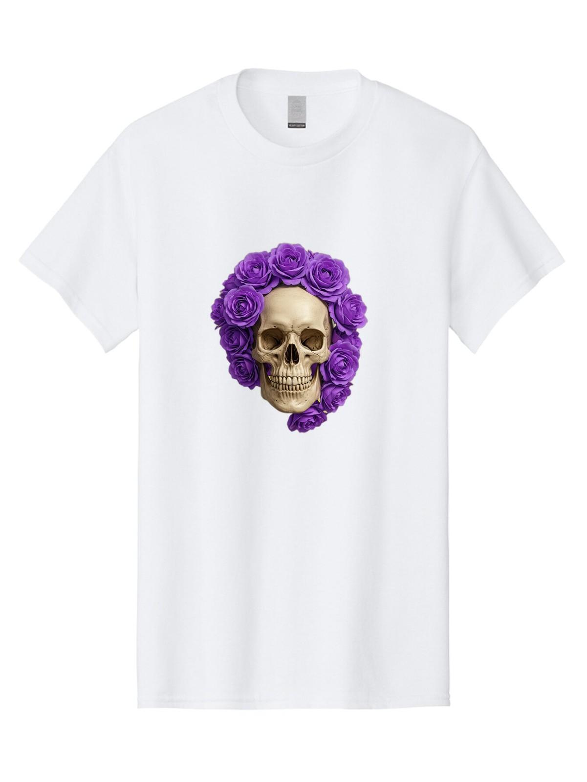 Skull-With-Roses Mens Graphic Tee, 100% Cotton, Casual Summer Wear S