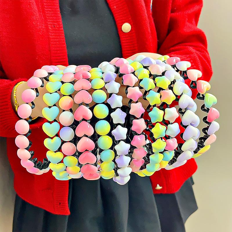 

Детские милые обручи для волос с мультяшным сердечком и звездой, корейские однотонные резинки для волос, повязки для волос для детей, аксессуары для волос, милый головной убор для вечеринки белый