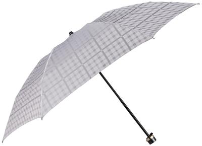 Daks MOONBAT Folding Polyester Dyed Jacquard Check Rib Approximately Product Women's Umbrella, Pattern, Gray, Length 55cm, Number