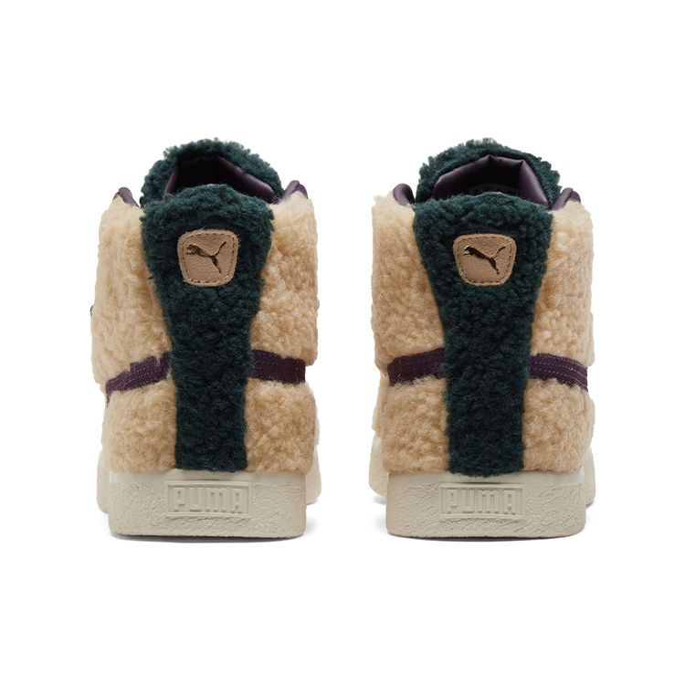 Puma Basket Mid Vintage Sherpa Unisex Sneakers Cream Green-Gables Pebble 381179-01