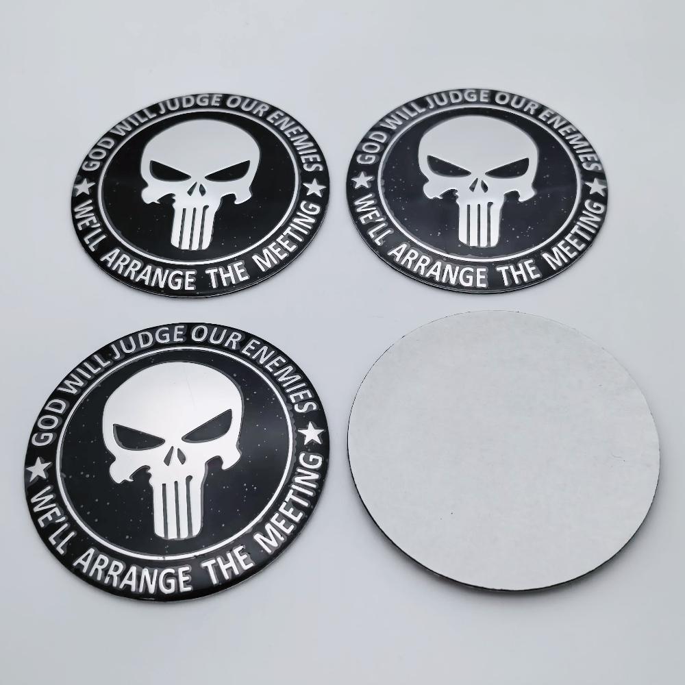 4Pcs 56mm 65mm Car Wheel Center Hub Caps Cover Emblem Punisher Skull Logo Universal Car Stickers Auto Styling Tire Accessories