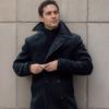 Cappotto in Lana da Uomo di Media Lunghezza Autunno Inverno Stile Britannico Manica Lunga Cappotto di Lana Capospalla da Uomo