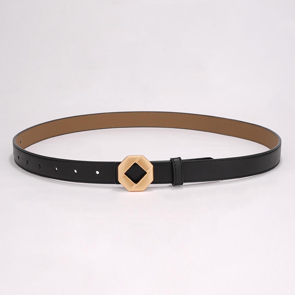 New Genuine Leather Women's Belt Texture Versatile Casual Women's Pure Cowhide Letters Belt Wide Belt