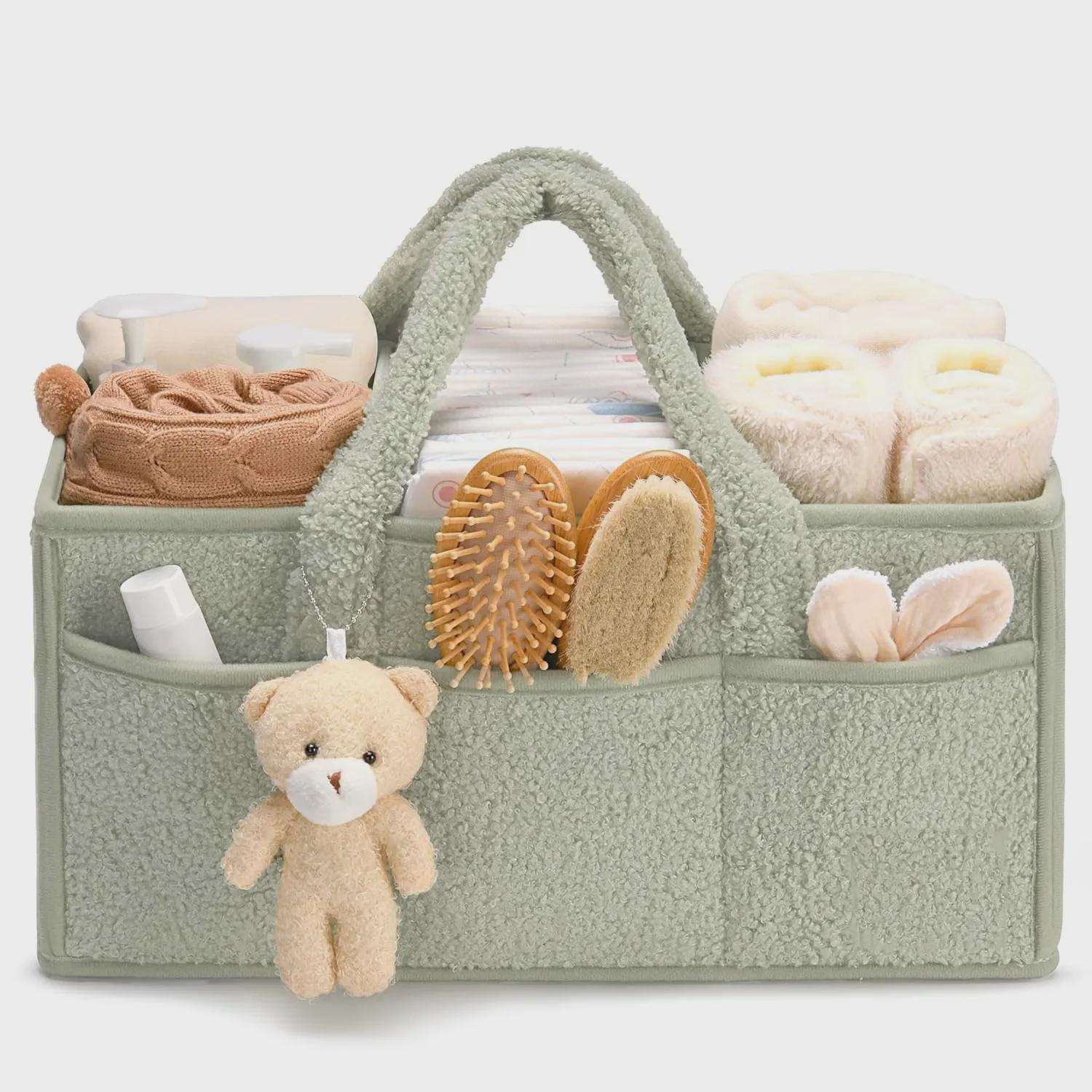 

Plush Large Capacity Diaper Storage Travel Mommy Bag світло-зелений колір