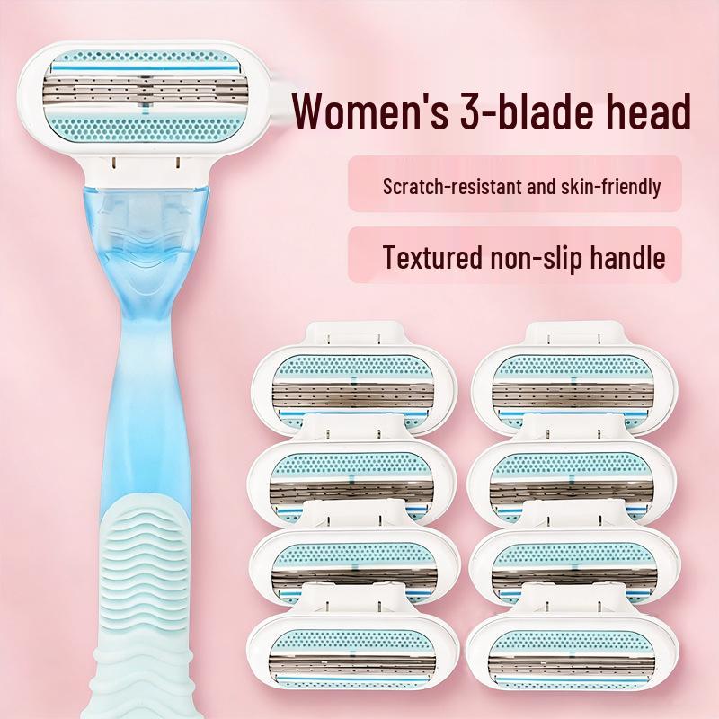 Premium Women's Manual Razor with Three-Layer Anti-Scratch Ultra-Thin Blade for Underarm and Leg Hair Removal